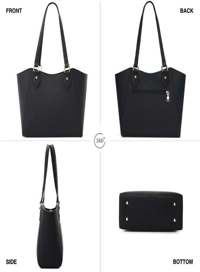 CHICAROUSAL Tote Bag for Women Large Handbags and Purses for Women PU Leather Womens Shoulder Bags, A Alz Black Yb - Image 4