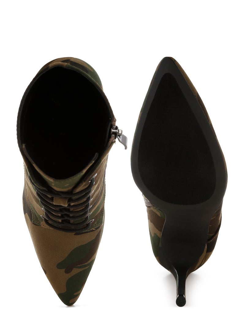 لندن راج حذاء مخملي بكعب عالي باللون التمويهي - Image 4
