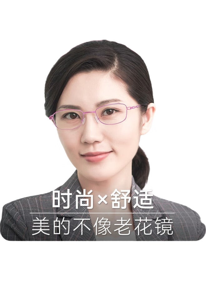 Sunset Red Reading Glasses For Women, High-Definition Anti-Blue Light Full-Frame Foldable Portable Fashionable Elegant Long-View Reading Glasses E9005W 2.5 Diopter - Image 3
