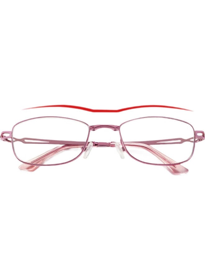 Sunset Red Reading Glasses For Women, High-Definition Anti-Blue Light Full-Frame Foldable Portable Fashionable Elegant Long-View Reading Glasses E9005W 2.5 Diopter - Image 2