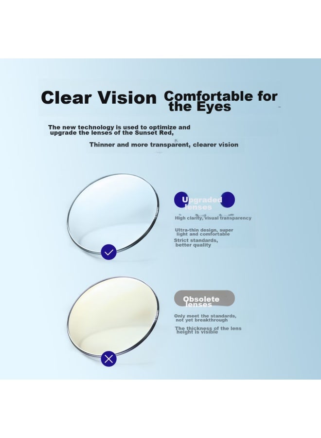 Sunset Red Reading Gl For Women, High-definition Anti-blue Light Full-frame Foldable Portable Fashionable Elegant Long-view Reading Gl E9005w 2.5 Diopter - Image 5