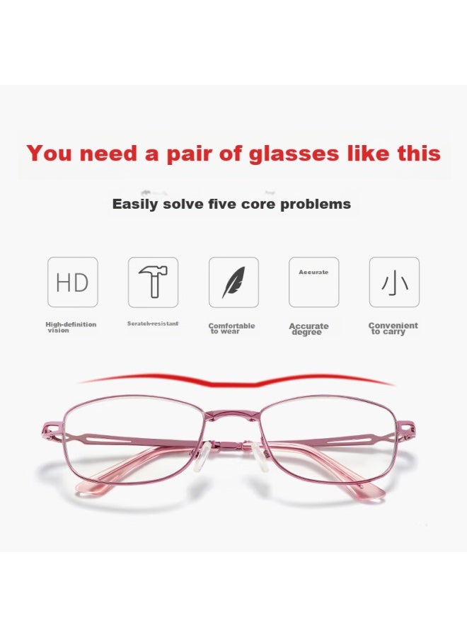 Sunset Red Reading Gl For Women, High-definition Anti-blue Light Full-frame Foldable Portable Fashionable Elegant Long-view Reading Gl E9005w 2.5 Diopter - Image 2