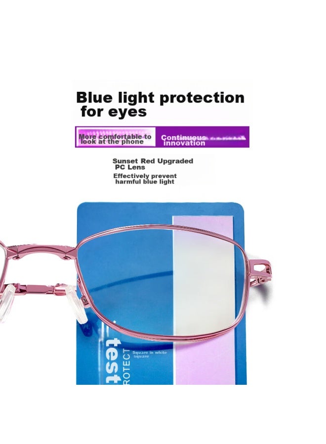 Sunset Red Reading Gl For Women, High-definition Anti-blue Light Full-frame Foldable Portable Fashionable Elegant Long-view Reading Gl E9005w 2.5 Diopter - Image 3