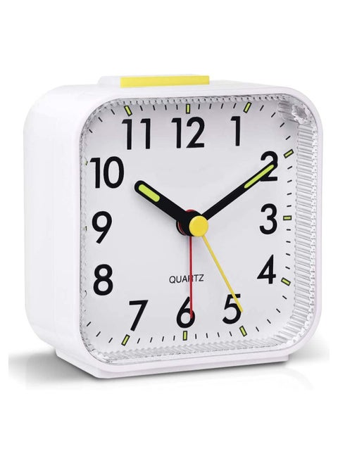 Silent Non-Ticking Alarm Clock with Luminous Display, Battery Powered Travel Clock, Snooze Function for Bedroom & Office, Large Easy-to-Read Table Clock