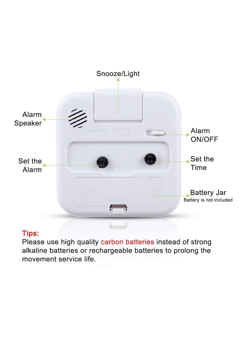Generic - Silent Non-Ticking Alarm Clock with Luminous Display, Battery Powered Travel Clock, Snooze Function for Bedroom & Office, Large Easy-to-Read Table Clock - Image 1