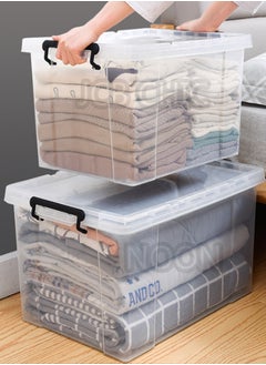 JCB CHIC 100L Clear Plastic Storage Box with Lockable Lid and Wheels,Plastic Organizer Bin with Handles,1pcs  - Image 1