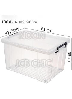 JCB CHIC 100L Clear Plastic Storage Box with Lockable Lid and Wheels,Plastic Organizer Bin with Handles,1pcs  - Image 2