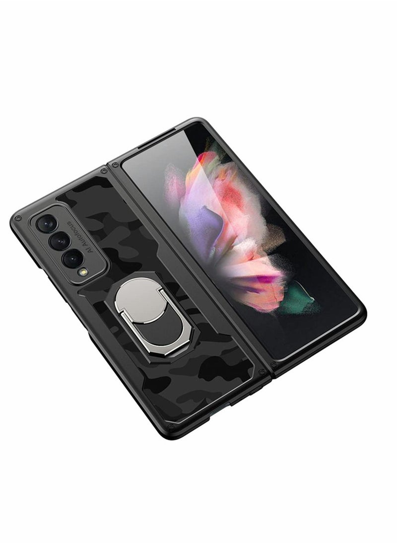 Y&D Compatible with Galaxy Z Fold 3 Case, 360 Degree Rotating Metal Ring Holder Kickstand Drop Protective Cover Phone  - Image 1