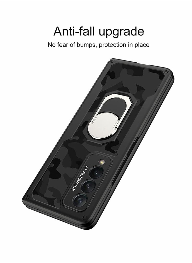 Y&D Compatible with Galaxy Z Fold 3 Case, 360 Degree Rotating Metal Ring Holder Kickstand Drop Protective Cover Phone  - Image 3