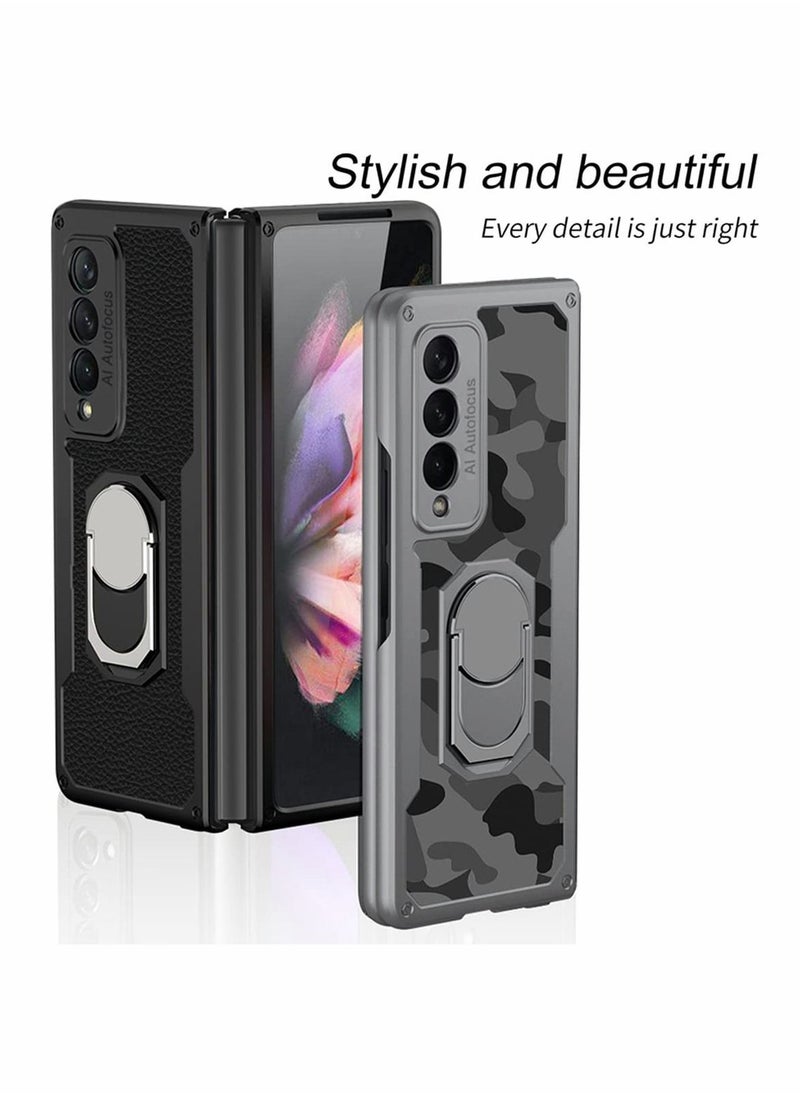 Y&D Compatible with Galaxy Z Fold 3 Case, 360 Degree Rotating Metal Ring Holder Kickstand Drop Protective Cover Phone  - Image 2