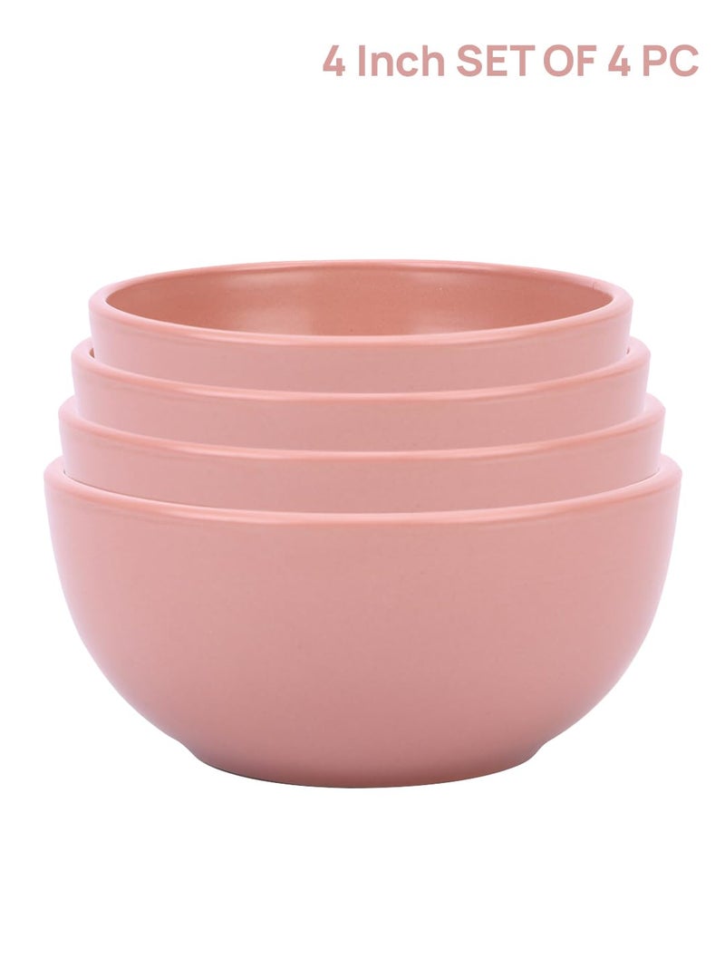 NARRADORA Sango Coupe Stoneware Set | 4 Pcs Veg Bowl | Premium Crockery Perfect for Gifiting | Lead & Cadmium Free, Mircowave & Dishwasher Safe | Stoneware | Matt Finish | Pink - Image 2