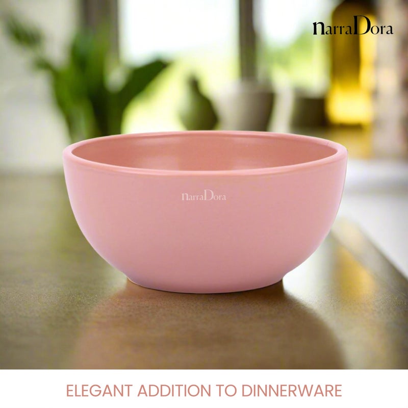 NARRADORA Sango Coupe Stoneware Set | 4 Pcs Veg Bowl | Premium Crockery Perfect for Gifiting | Lead & Cadmium Free, Mircowave & Dishwasher Safe | Stoneware | Matt Finish | Pink - Image 4