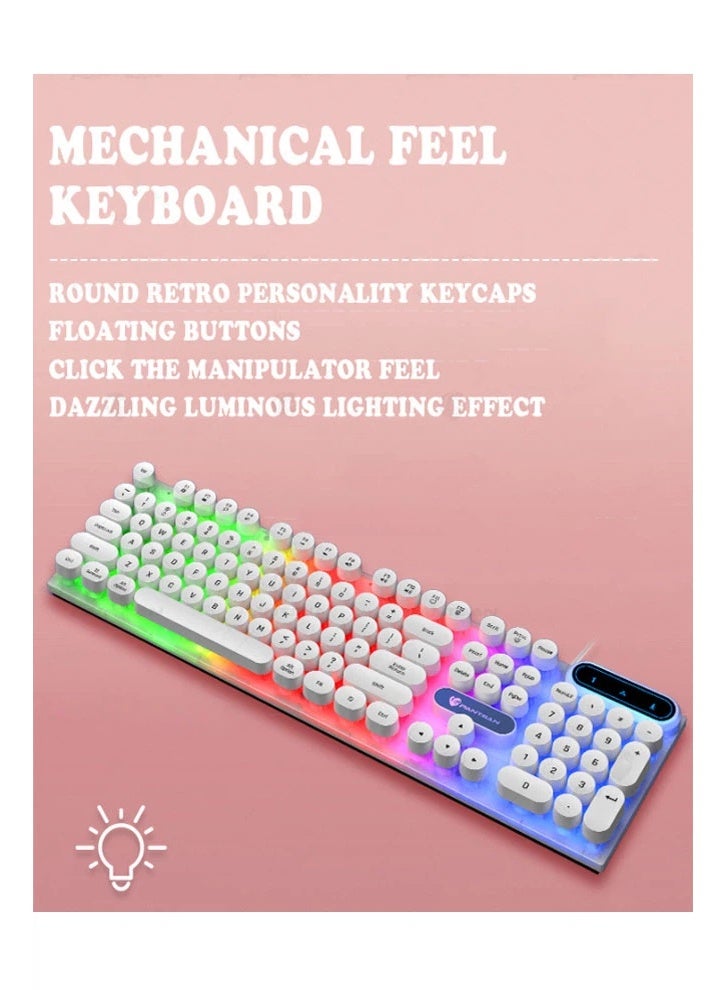 عام الوردي فتاة السلكية مضيئة لوحة المفاتيح ، الماوس ، سماعة ، لوحة الماوس ، أربع قطع مجموعة ، هدية للعائلة والأصدقاء - Image 2