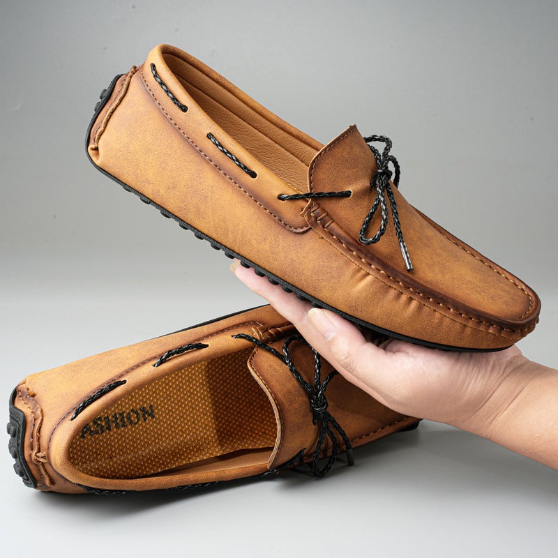 Four seasons long-term goods cross-border hot-selling foreign trade plus size men's fleece-lined warm bean shoes foot lazy driving men's shoes - Image 2