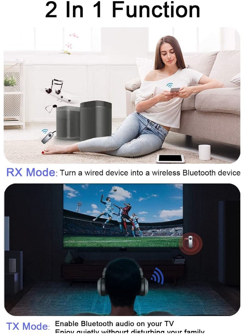 Y&D Bluetooth 5.0 Adapter, 3.5mm Jack Aux Dongle, 2-in-1 Wireless Transmitter/Receiver for TV Audio, Projector, PC, Headphone, Car, Speaker, Boats or in Gym, Home  - Image 3