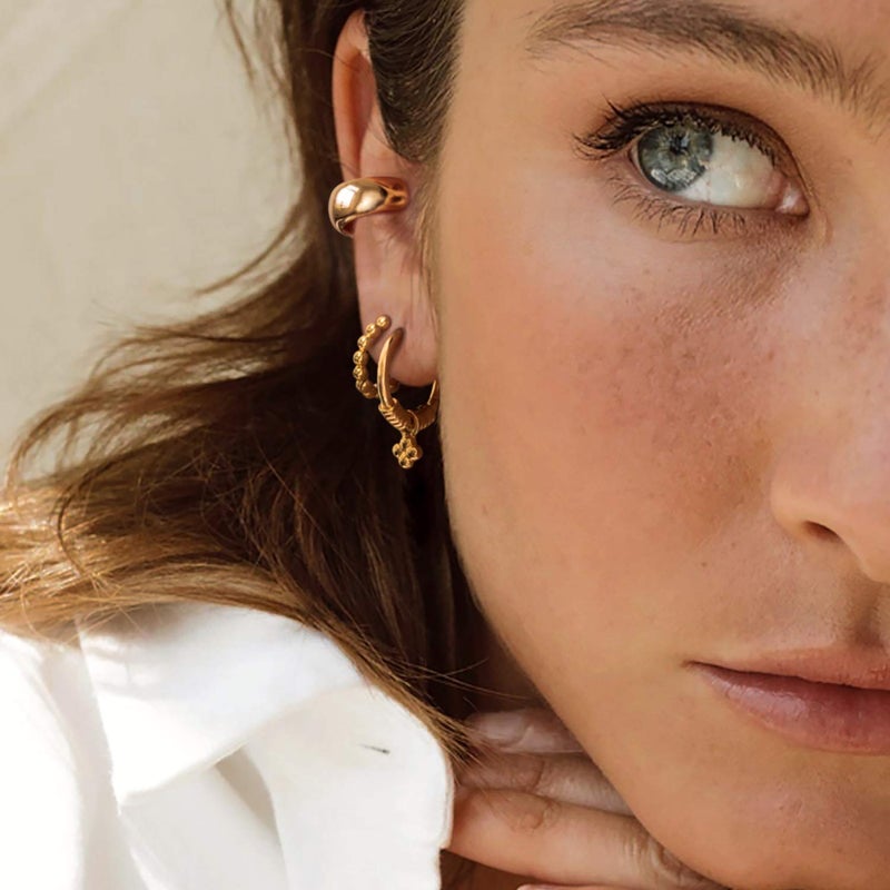 MYEARS Women's 14K Gold Filled Wrap Hoop Earring, 3.8-3.9mm, 7mm Band, Non-Pierced, Hypoallergenic, Minimalist, Boho Beach Style - Image 2