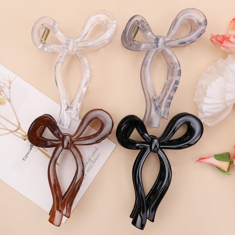 PWEOUKE 4 Pcs Bow Hair Clips Elegant Hair Claw Butterfly Hair Accessories for Girls Nonslip Butterfly Clips Hair Styling Accessories for Women - Image 1