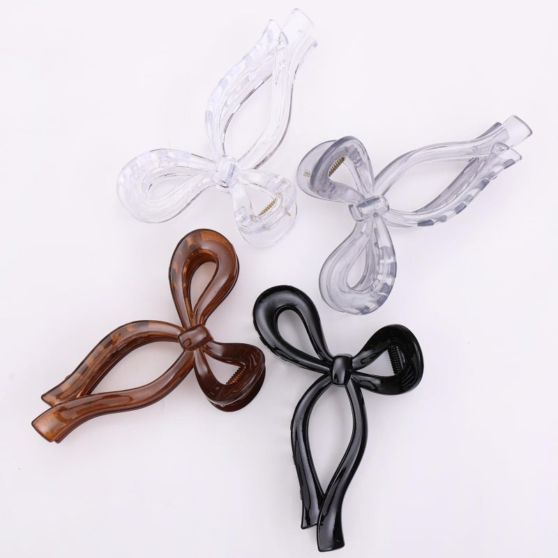 PWEOUKE 4 Pcs Bow Hair Clips Elegant Hair Claw Butterfly Hair Accessories for Girls Nonslip Butterfly Clips Hair Styling Accessories for Women - Image 2