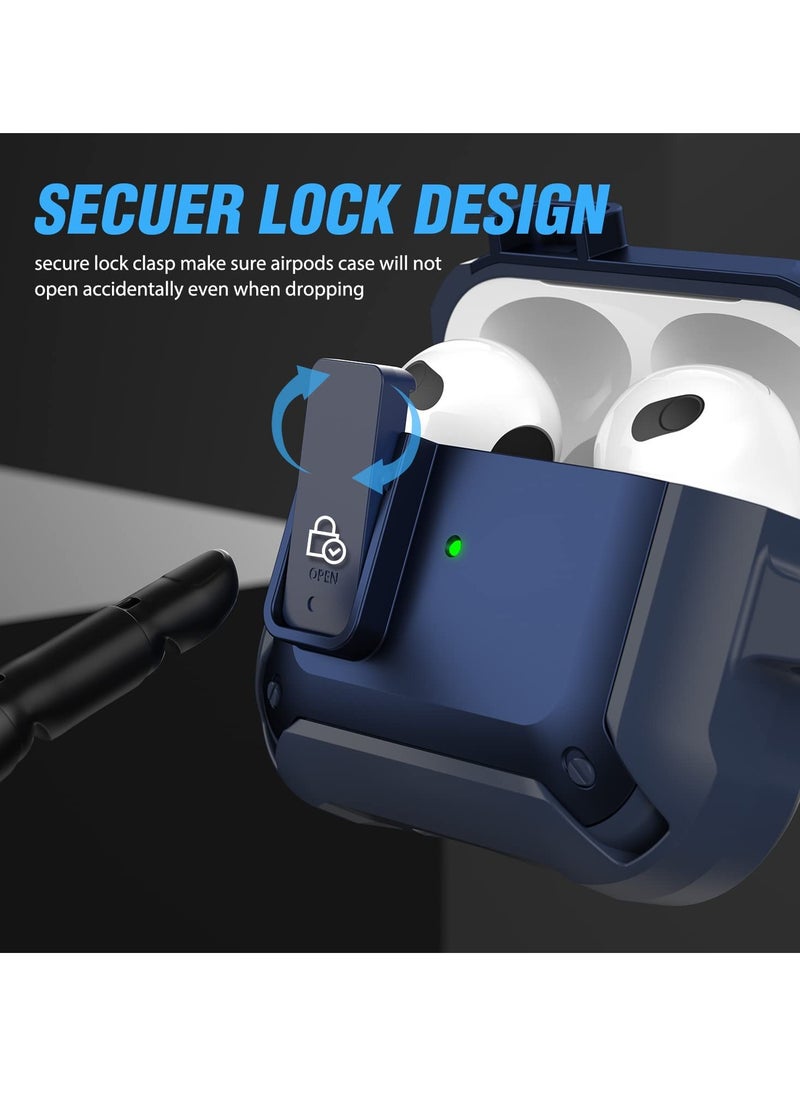 Generic Airpods 3rd Generation Case and Airpods Pro 1 Case with Key Chain, Security Lock Armour with Switch for Airpods Pro 3nd, Front LED Visual - Blue  - Image 2