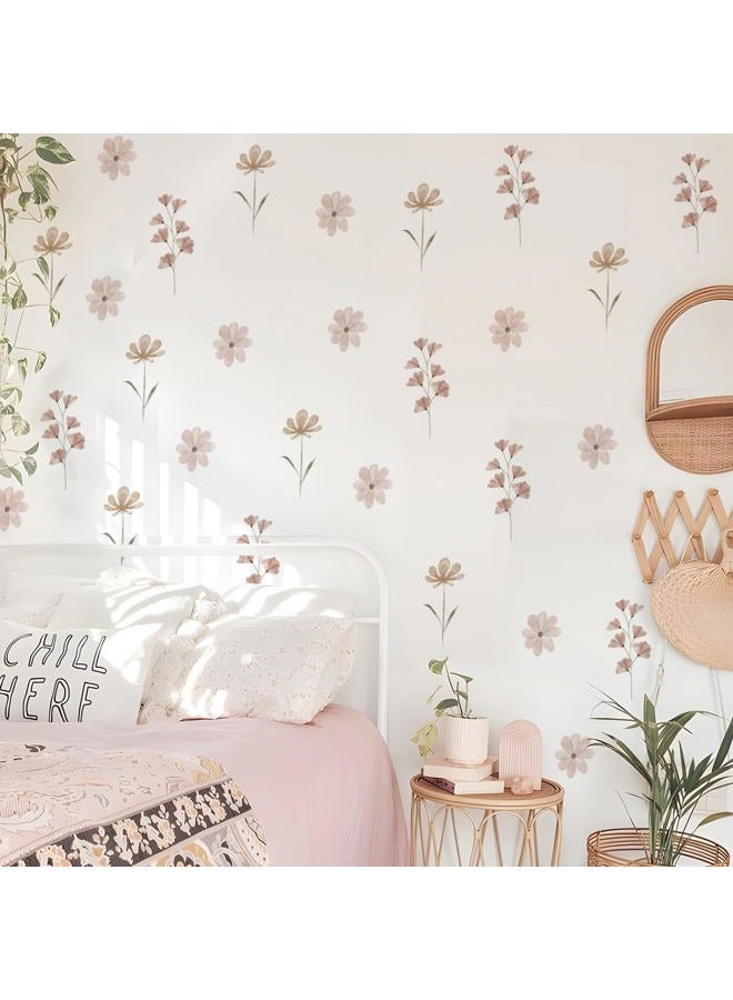 YouRfocus Daisy Wall Decals Boho Flower Wall Stickers for Girls Room Playroom Nursery, Dual Layer Print for High Coverage for Home DIY Decor, Removable Peel and Stick Stickers (Pink-B) - Image 1