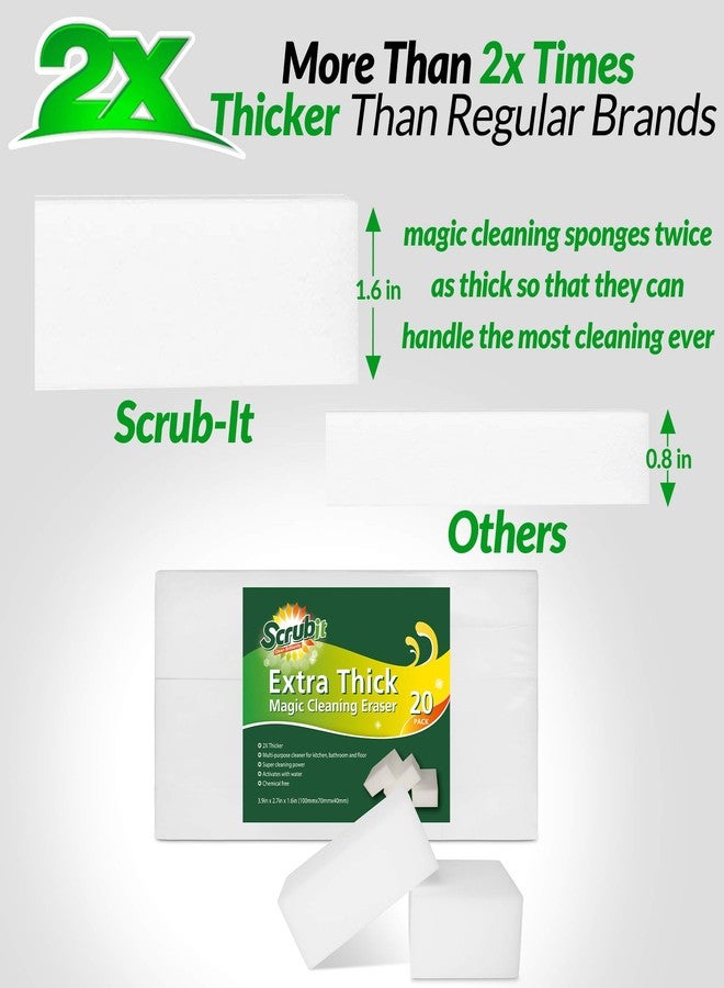 SCRUBIT (20 Pack) Extra Thick Magic Sponge Eraser by SCRUBIT- Kitchen, Bathroom, Floor and Wall Cleaner - Miracle Melamine Cleaning Sponges- Durable Long Lasting Foam Scrubbing Pads for Tough Stains and Dirt - Image 4