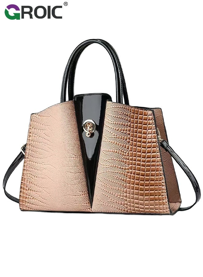 GROIC Luxury Crocodile Pattern Leather Shoulder Handbags,Crossbody Bags for Women,Vintage Bag for Women,Top Handle Purse and Handbags with Shoulder Strap - Image 1