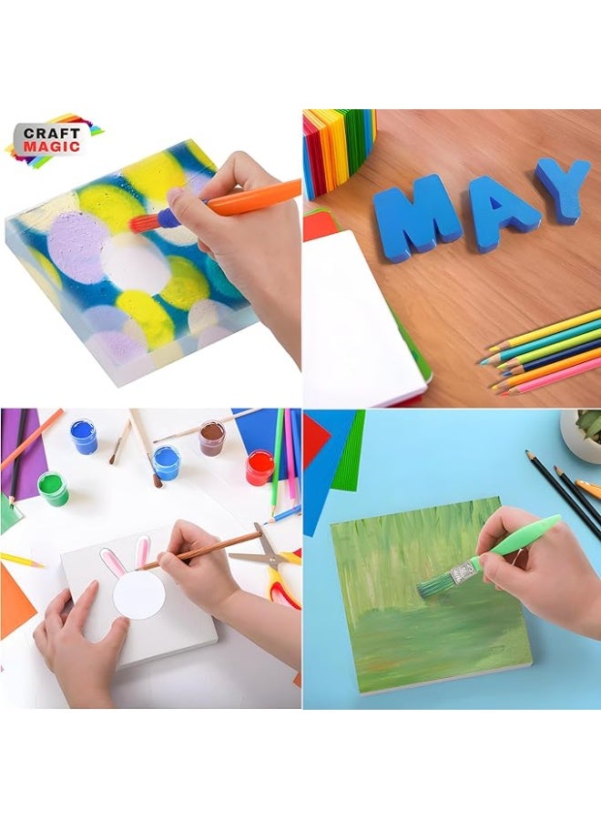 كرافت ماجيك مجموعة من 18 قطعة كتل فوم صناعي 4×4×1 بوصة | مستطيلات بيضاء من البوليسترين ستايروفوم / تيرموكول للفنون النحتية، النمذجة، الحرف اليدوية والمشغولات الزهرية - Image 3