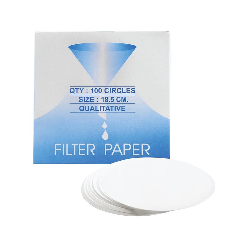 EISCO Pack of 100 Premium Qualitative Filter Paper – 18.5cm, 8-10 Micron, High-Purity Lab Paper for Chemistry, Liquid Filtration, Science Experiments, Research, Classroom & STEM Activities - Image 1