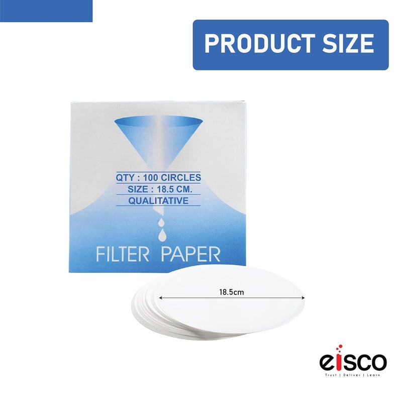 EISCO Pack of 100 Premium Qualitative Filter Paper – 18.5cm, 8-10 Micron, High-Purity Lab Paper for Chemistry, Liquid Filtration, Science Experiments, Research, Classroom & STEM Activities - Image 2