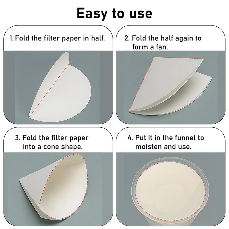 EISCO Pack of 100 Premium Qualitative Filter Paper – 18.5cm, 8-10 Micron, High-Purity Lab Paper for Chemistry, Liquid Filtration, Science Experiments, Research, Classroom & STEM Activities - Image 4