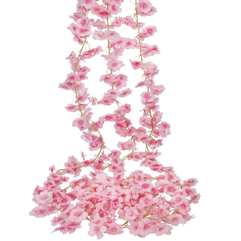 Cityes 3 Pcs Artificial Cherry Blossom Flower Vines Cherry Blossom Garland 18.48 Ft Hanging Silk Flowers Vines Fake Flower Garland Outdoors For Home Wedding Garden Party Arch Office Decor Pink - Image 1