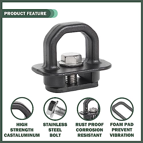 Phamyor Aluminum Tie Down Anchors Truck Bed Side Wall Anchor fit for 2007-2023 Chevy Silverado/GMC Sierra, 2015-2023 Chevy Colorado/GMC Canyon, Truck Bed Cargo Hooks, DZ97903, Black, 9pcs - Image 2