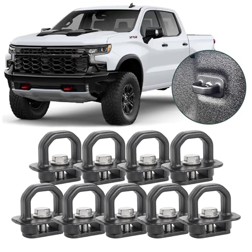 Phamyor Aluminum Tie Down Anchors Truck Bed Side Wall Anchor fit for 2007-2023 Chevy Silverado/GMC Sierra, 2015-2023 Chevy Colorado/GMC Canyon, Truck Bed Cargo Hooks, DZ97903, Black, 9pcs - Image 1