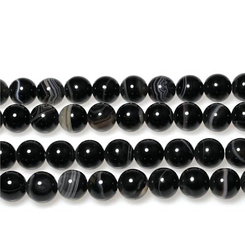 MJDCB Natural Black Striped Agate Round Loose Beads for Jewelry Making DIY Bracelet Necklace (4mm) - Image 4