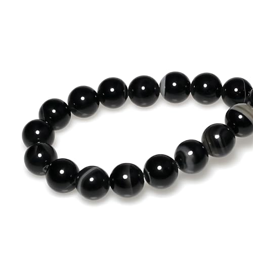 MJDCB Natural Black Striped Agate Round Loose Beads for Jewelry Making DIY Bracelet Necklace (4mm) - Image 2