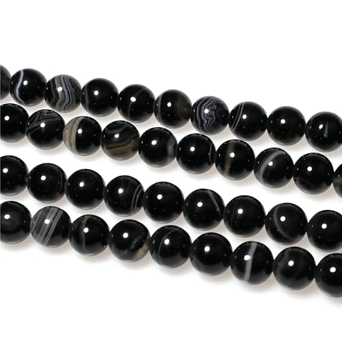 MJDCB Natural Black Striped Agate Round Loose Beads for Jewelry Making DIY Bracelet Necklace (4mm) - Image 5