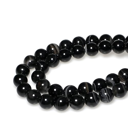 MJDCB Natural Black Striped Agate Round Loose Beads for Jewelry Making DIY Bracelet Necklace (4mm) - Image 3