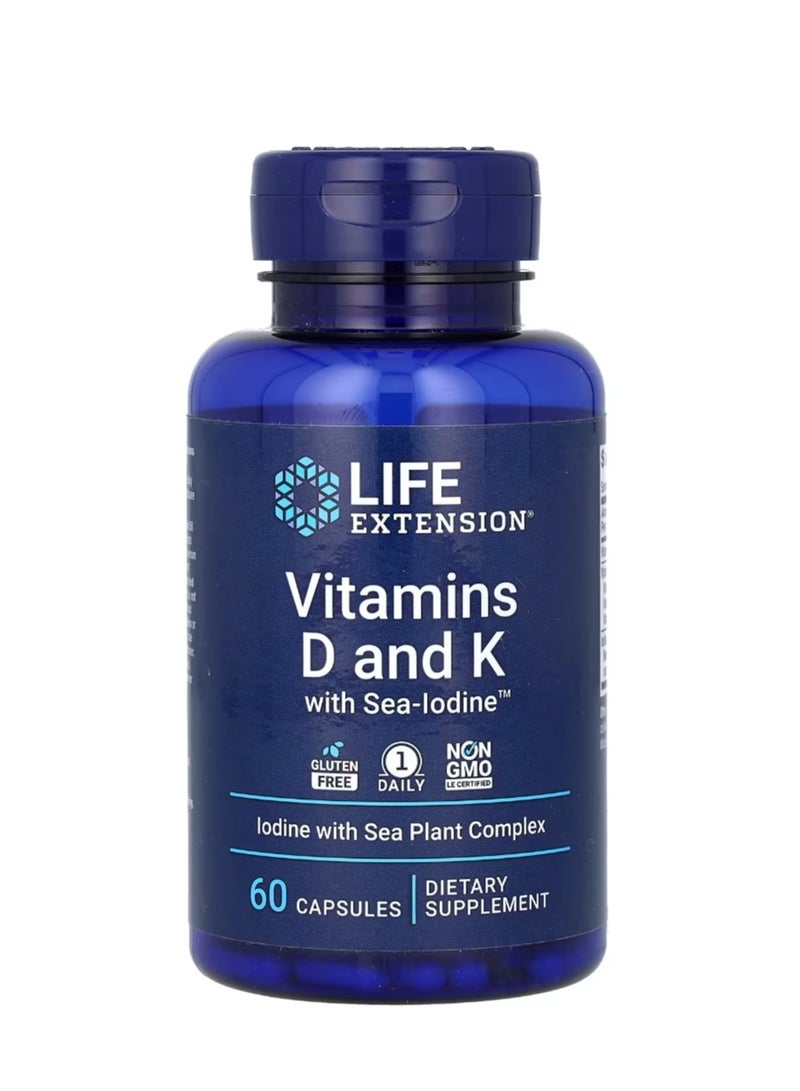 لايف إكستنشن فيتامينات د وك مع يود البحر، 60 كبسولة - Image 1