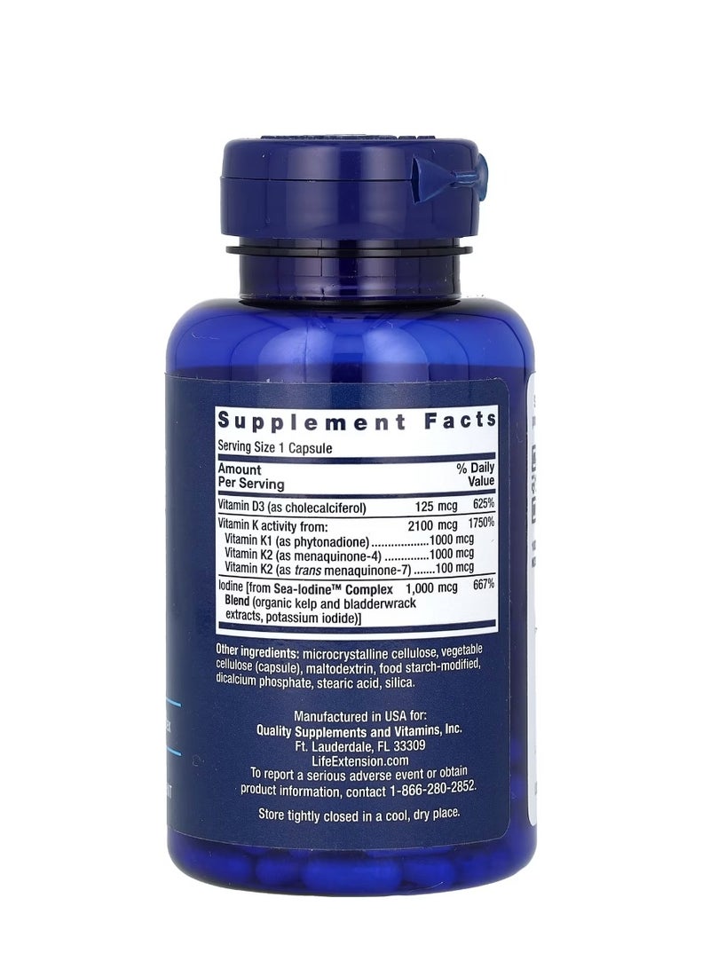 لايف إكستنشن فيتامينات د وك مع يود البحر، 60 كبسولة - Image 2