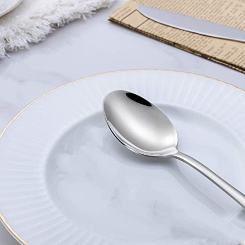 MauSong Dinner Spoons Set of 2, Stainless Steel 8-Inches Serving Silverware Table Spoons Set for Restaurant, Flatware Bulk Utensils Spoons Only Set 2-Piece, Mirror Polished, Dishwasher - Image 3