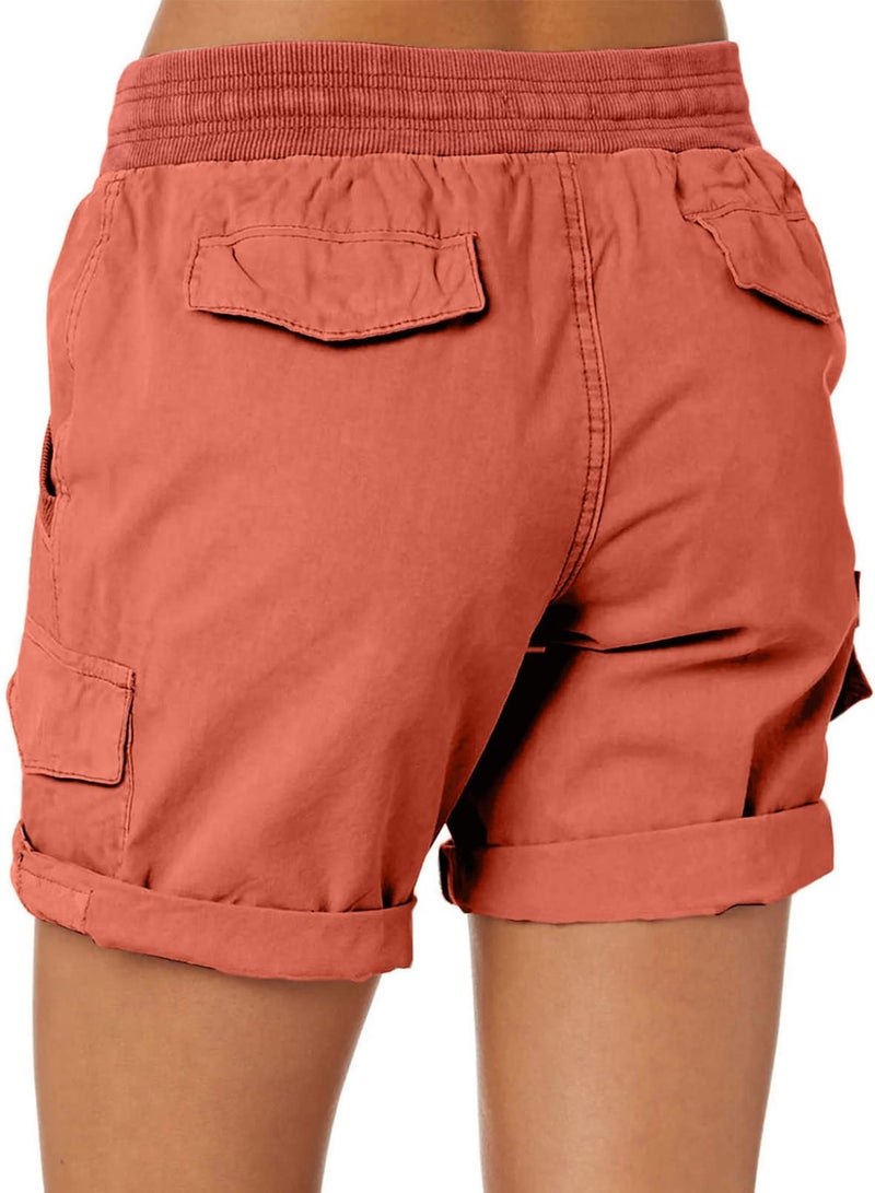 Dokotoo Shorts Women Cute Trendy Hiking Shorts Cargo Womens Casual Summer Beach Cruise Vacation Clothes Outfits Shorts High Elastic Plus Size Shorts 2025 Fashion Resort Wear Clothing Shorts Red - Image 4