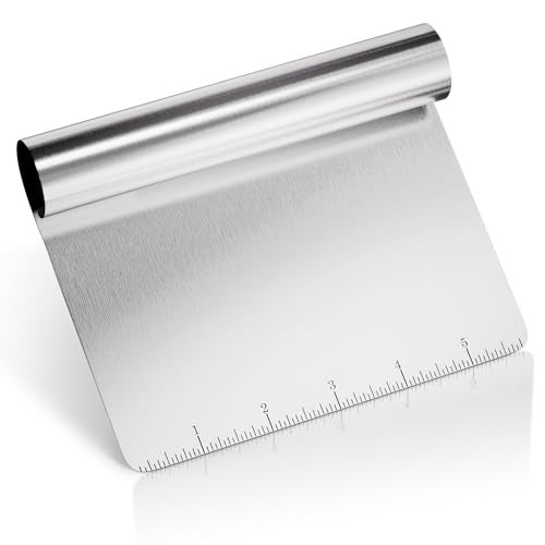LIBERHAUS Bench Scraper Kitchen – Multipurpose Pastry Scraper Tool with Measuring Scale, Pizza & Bread Dough Cutter Tool, Stainless Steel Build – Rust-Resistant Bench Knife, Ergonomic Grip & Multi-Use Design - Image 1