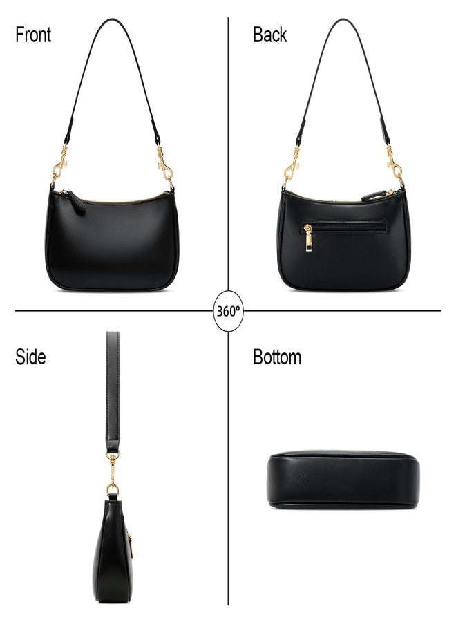 KKXIU Small Shoulder Bag for Women - Mini Purses for Women Vegan Leather Purse Classic Retro Handbag with Removable Strap (Black) - Image 5