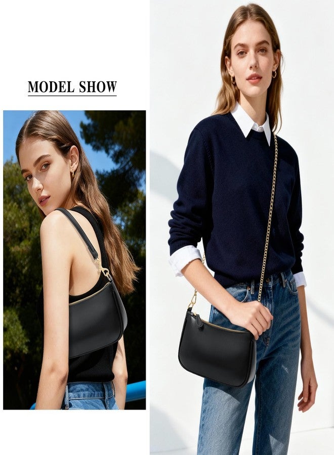 KKXIU Small Shoulder Bag for Women - Mini Purses for Women Vegan Leather Purse Classic Retro Handbag with Removable Strap (Black) - Image 2