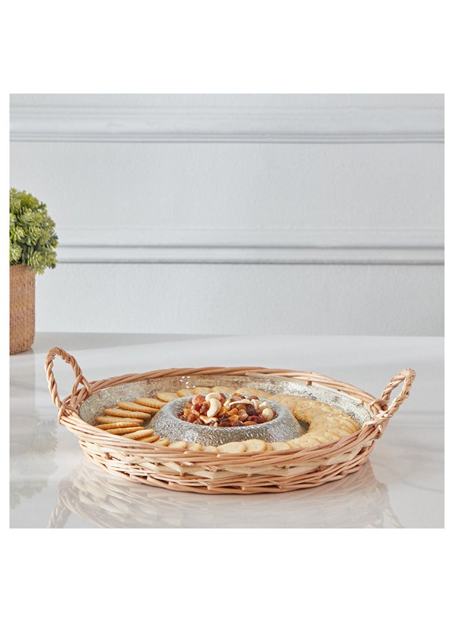 Home Box Minimalist 2-Piece Glass Serving Tray Set 32.6x32.7x10.4 cm  - Image 1