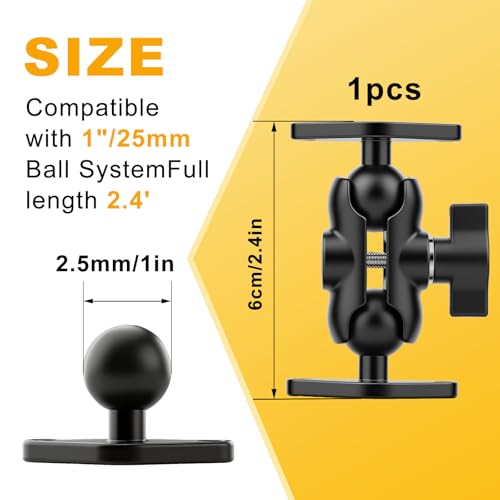 fccairms Metal Double Socket Arm Compatible RAM Mount Arm, 1" Double Ball Adapter, 360° Rotation, Extension Rod for Phone Holder, for Bike, Motorcycle, Truck. (Short) - Image 2