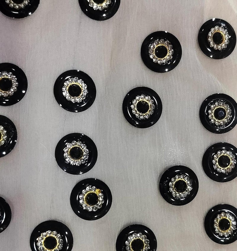 RD creator zone RD creator zone Black Colour Handmade Buttons with Golden Dori Embroidery Work for Sweaters Kurtis Jackets Blouses Suits Dresses Decoration DIY Crafts25 PCS - Image 3