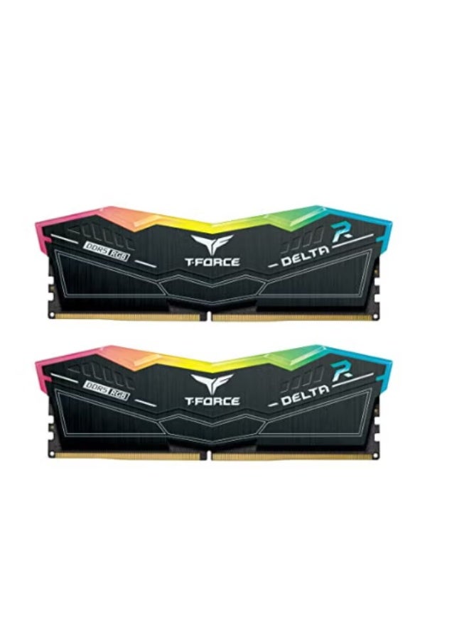 TEAMGROUP T-Force Delta RGB DDR5 Ram 32GB (2x16GB) 6000MHz PC5-48000 CL38 Intel XMP 3.0 & AMD Expo Compatible Desktop Memory Module Ram Black FF3D532G6000HC38ADC01 - Image 1