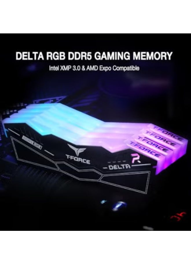 TEAMGROUP T-Force Delta RGB DDR5 Ram 32GB (2x16GB) 6000MHz PC5-48000 CL38 Intel XMP 3.0 & AMD Expo Compatible Desktop Memory Module Ram Black FF3D532G6000HC38ADC01 - Image 2