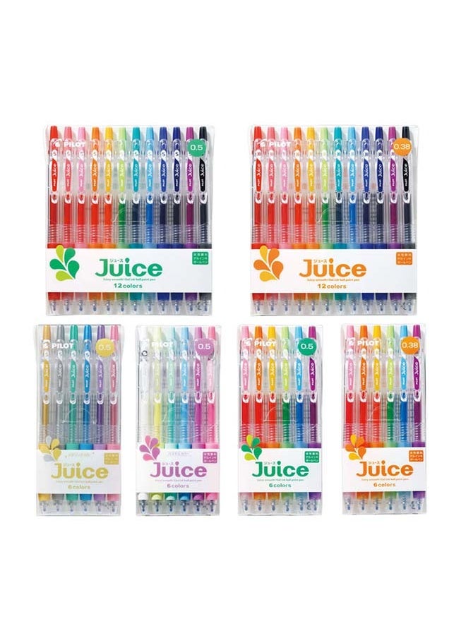 مجموعة أقلام PILOT LJU - 60EF Juice - أقلام جل لتدوين الملاحظات بخط اليد، 0.38 مم، 6 ألوان - مجموعة من أقلام قابلة للسحب بلون عادي